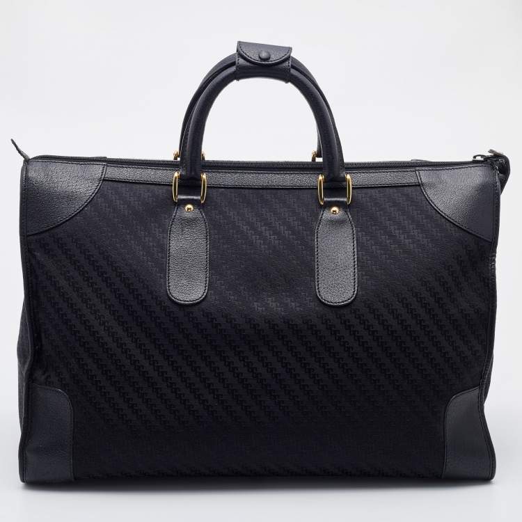 Pre Owned Gucci Black Canvas and Leather Vintage Travel Duffle Bag