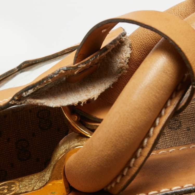 Pre Owned Gucci Beige/Tan GG Coated Canvas and Leather Suitcase