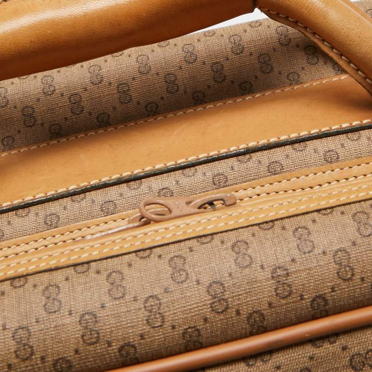 Pre Owned Gucci Beige/Tan GG Coated Canvas and Leather Suitcase