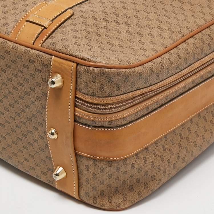 Pre Owned Gucci Beige/Tan GG Coated Canvas and Leather Suitcase