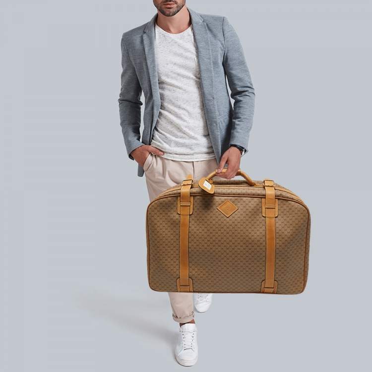 Pre Owned Gucci Beige/Tan GG Coated Canvas and Leather Suitcase