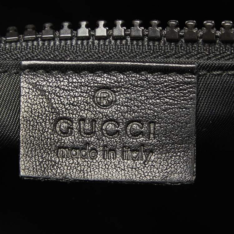 Pre Owned Gucci Black Nylon and Leather Web Double Lock Messenger Bag