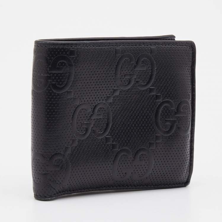 Gucci Black Kingsnake Print Leather Men's Bifold Wallet