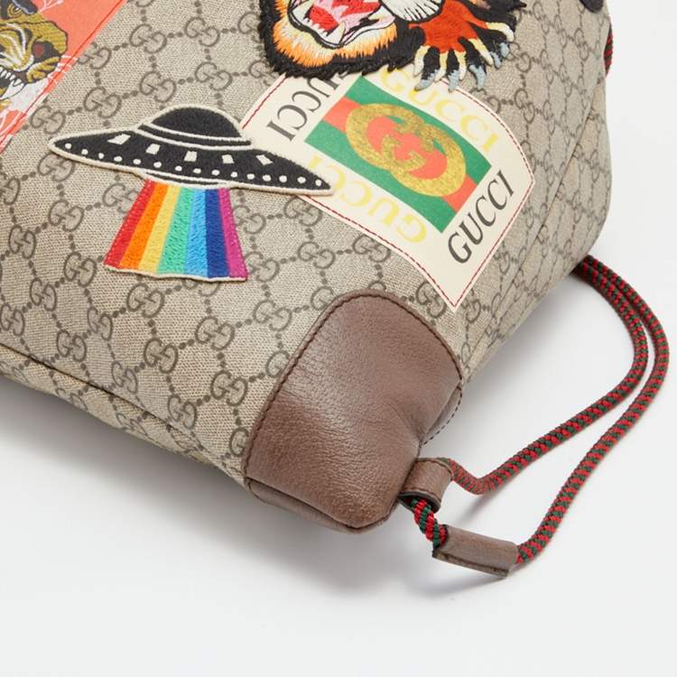 مملوكة مسبقًا Gucci Beige/Brown GG Supreme Canvas Courrier Drawstring Backpack