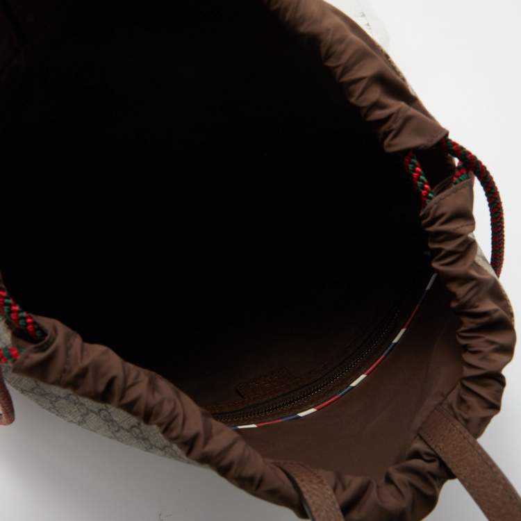مملوكة مسبقًا Gucci Beige/Brown GG Supreme Canvas Courrier Drawstring Backpack
