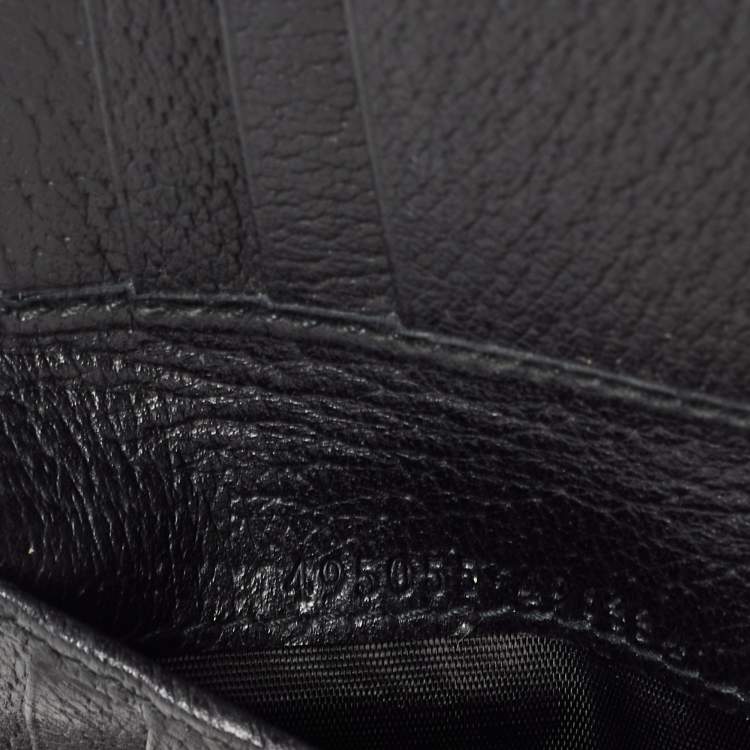 Pre Owned Gucci Black Leather Bee Star Bifold Wallet