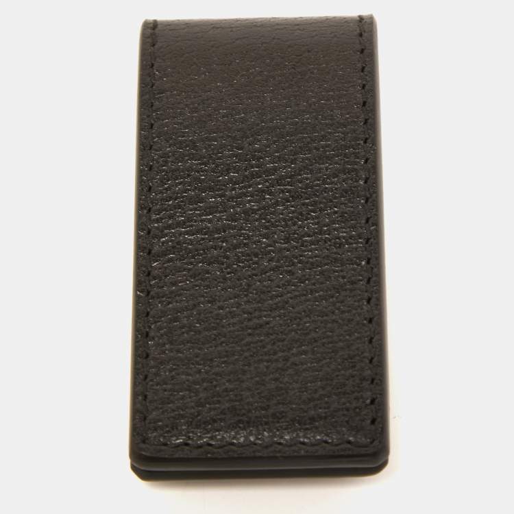 Pre Owned Gucci Black Leather Animalier Money Clip 