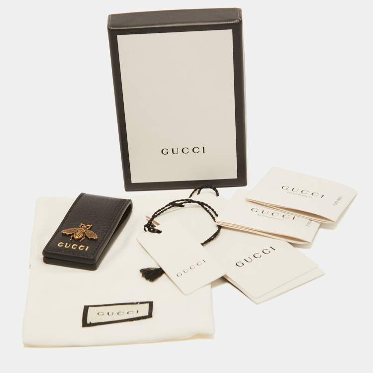 Pre Owned Gucci Black Leather Animalier Money Clip 