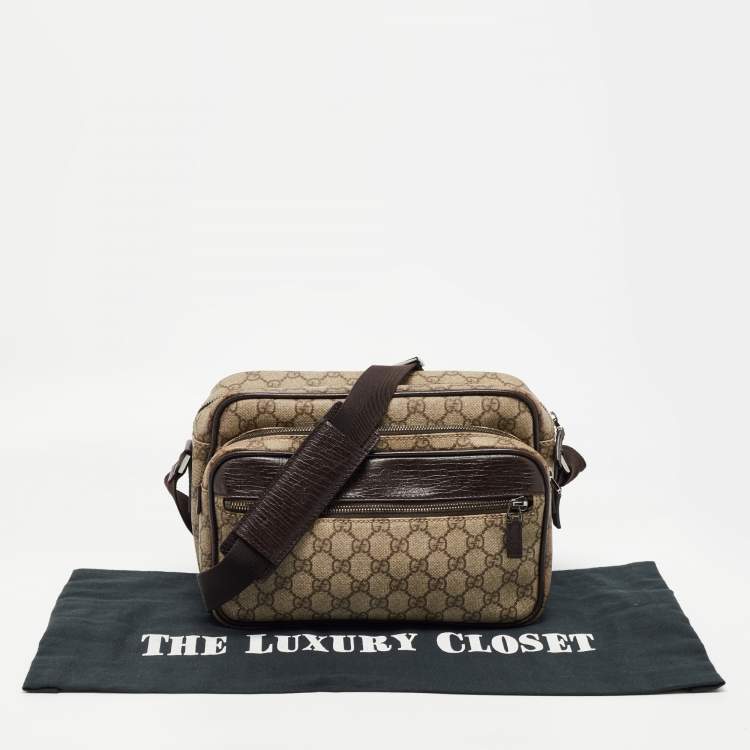 Pre Owned Gucci Brown/Beige GG Supreme Canvas Crossbody Bag
