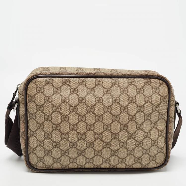 Pre Owned Gucci Brown/Beige GG Supreme Canvas Crossbody Bag