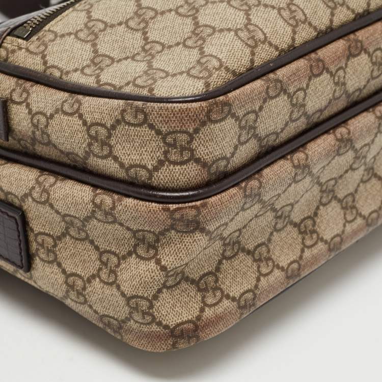 Pre Owned Gucci Brown/Beige GG Supreme Canvas Crossbody Bag