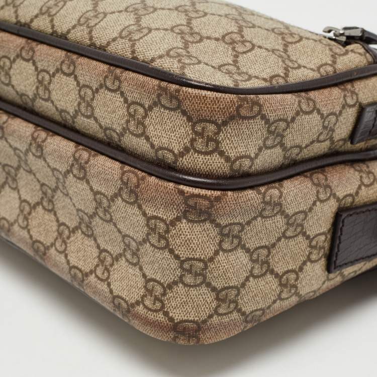 Pre Owned Gucci Brown/Beige GG Supreme Canvas Crossbody Bag