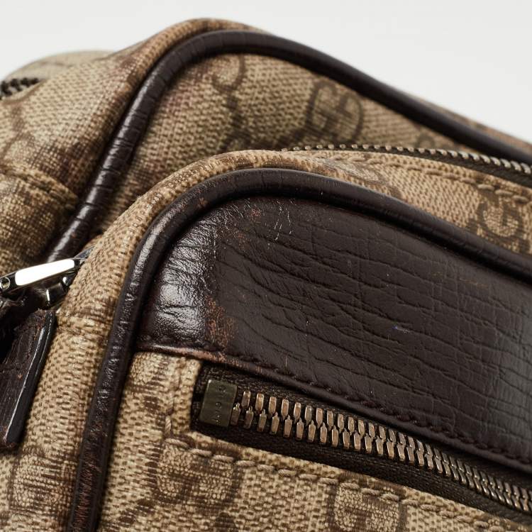 Pre Owned Gucci Brown/Beige GG Supreme Canvas Crossbody Bag
