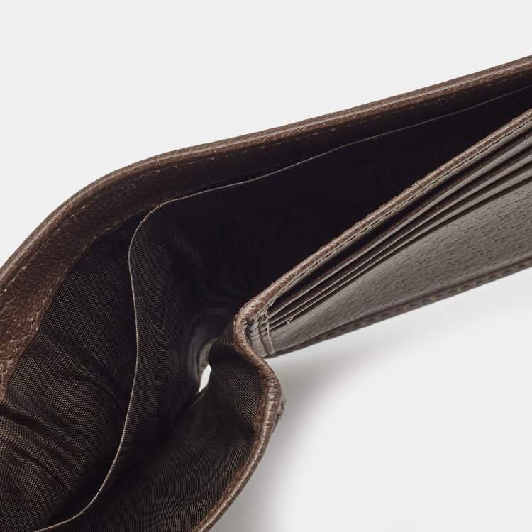 Pre Owned Gucci Brown/Brown GG Supreme Canvas and Leather Ophidia Bifold Wallet