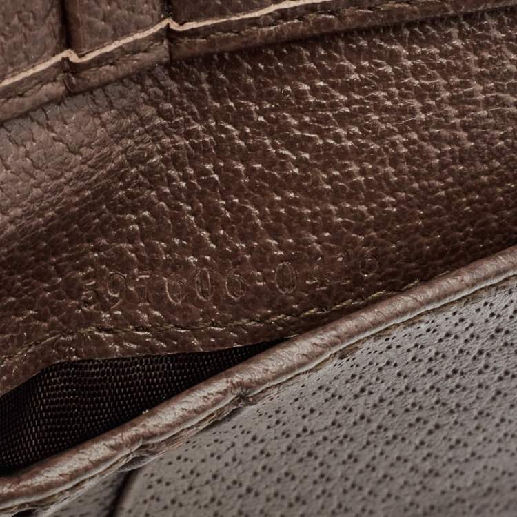 Pre Owned Gucci Brown/Brown GG Supreme Canvas and Leather Ophidia Bifold Wallet