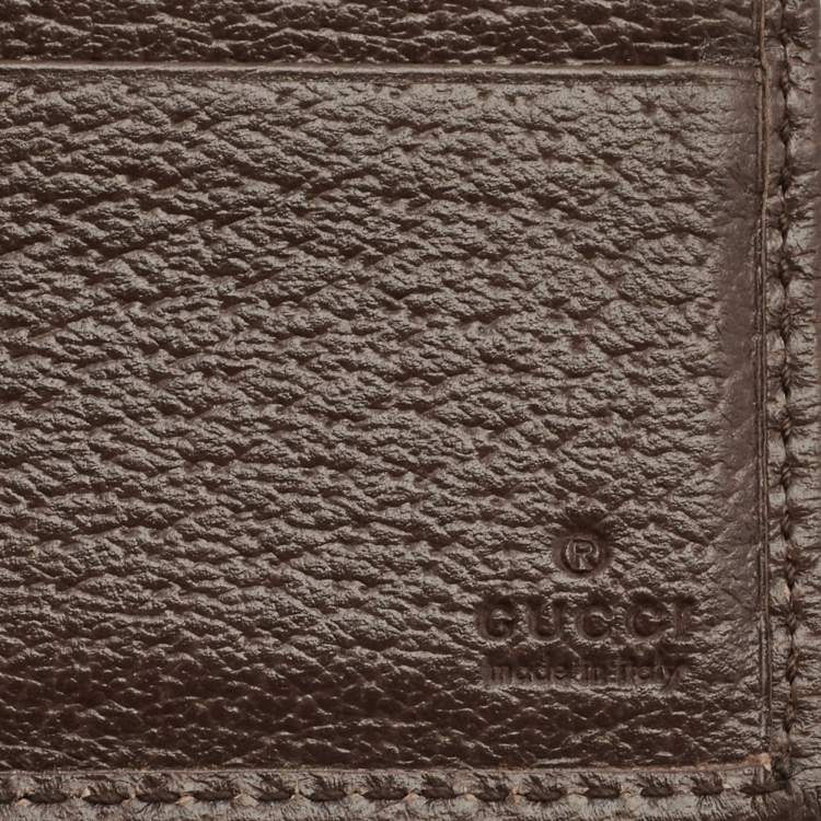 Pre Owned Gucci Brown/Brown GG Supreme Canvas and Leather Ophidia Bifold Wallet