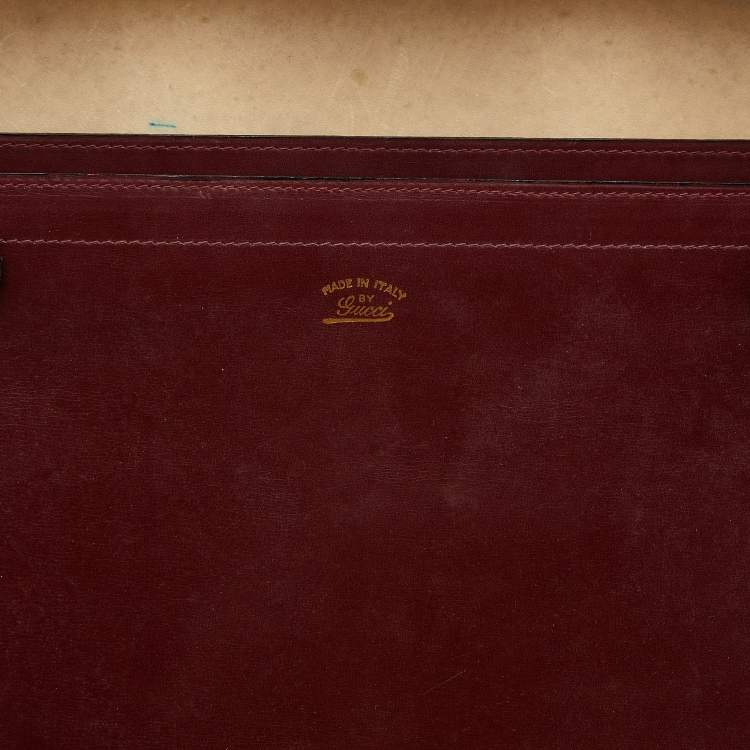 Pre Owned Gucci Red Suede and Leather Vintage Briefcase