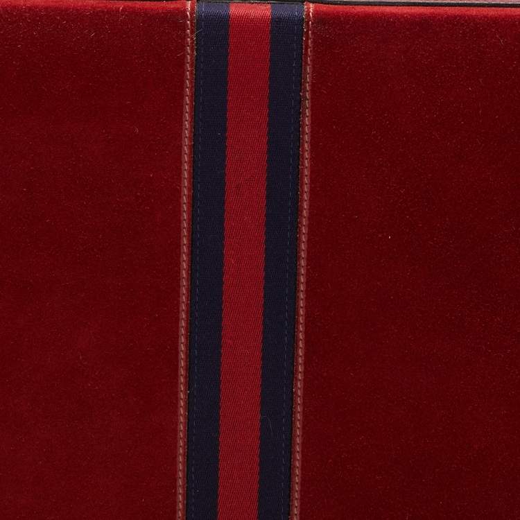 Pre Owned Gucci Red Suede and Leather Vintage Briefcase