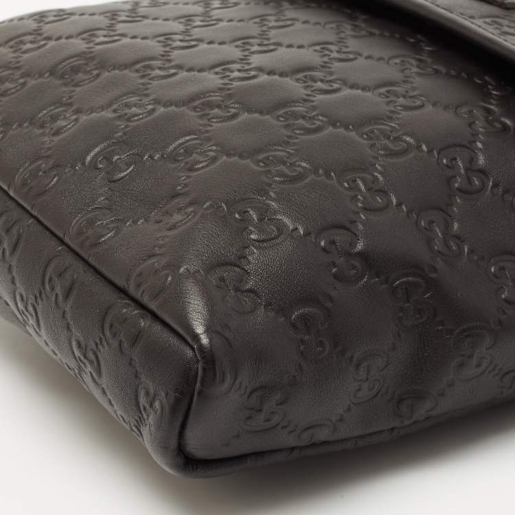 Pre Owned Gucci Dark Brown Guccissima Leather Messenger Bag