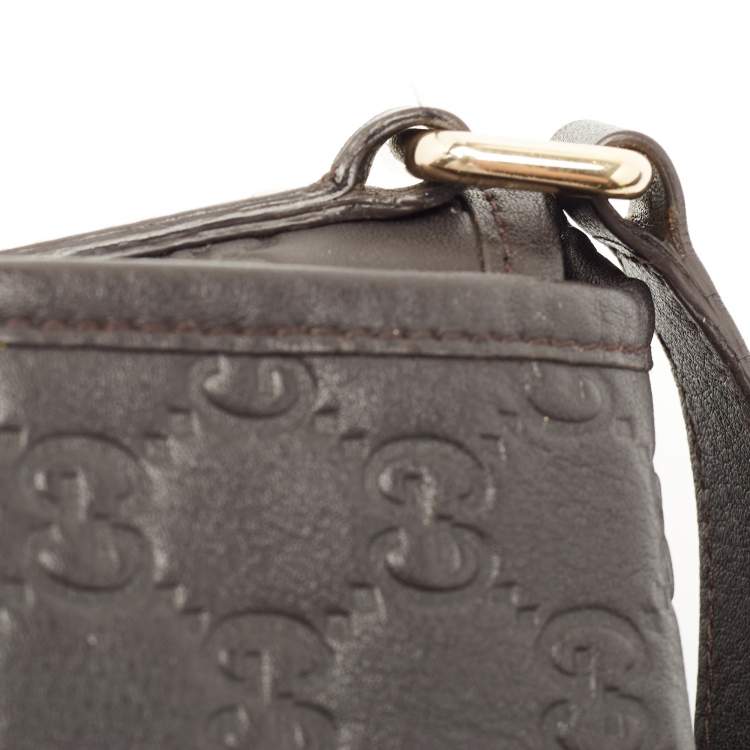 Pre Owned Gucci Dark Brown Guccissima Leather Messenger Bag