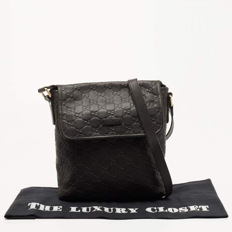 Pre Owned Gucci Dark Brown Guccissima Leather Messenger Bag