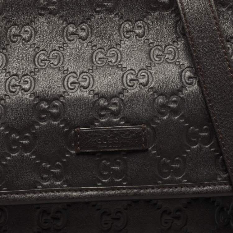 Pre Owned Gucci Dark Brown Guccissima Leather Messenger Bag
