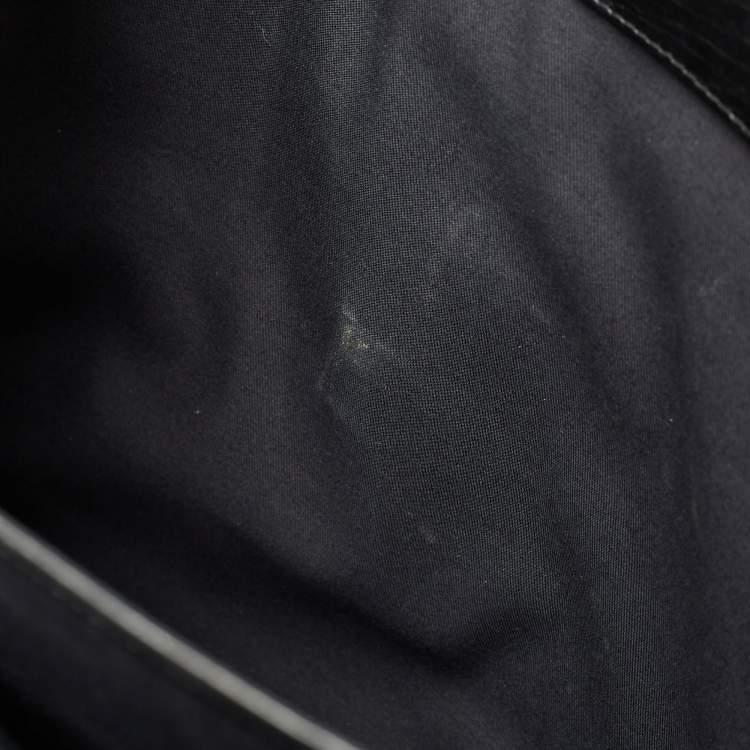 Pre Owned Gucci Black Textured Leather Combination Lock Briefcase