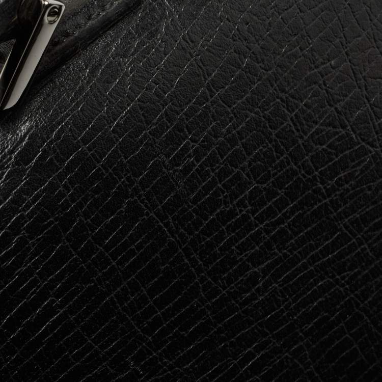 Pre Owned Gucci Black Textured Leather Combination Lock Briefcase