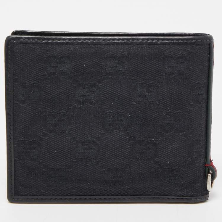 Pre Owned Gucci Black GG Canvas and Leather Bifold Wallet