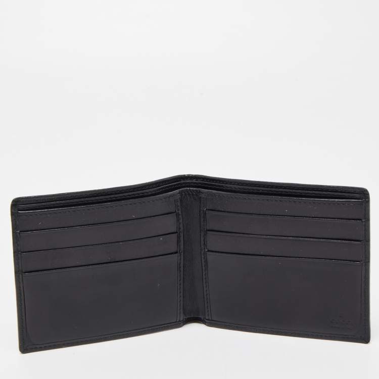 Pre Owned Gucci Black GG Canvas and Leather Bifold Wallet