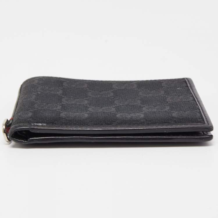 Pre Owned Gucci Black GG Canvas and Leather Bifold Wallet