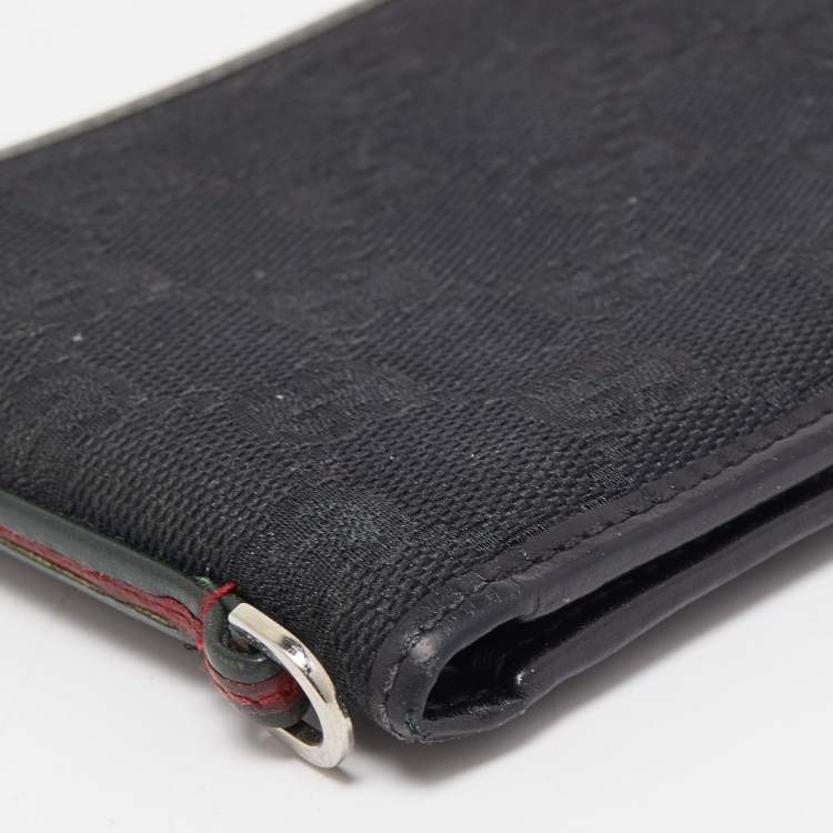 Pre Owned Gucci Black GG Canvas and Leather Bifold Wallet