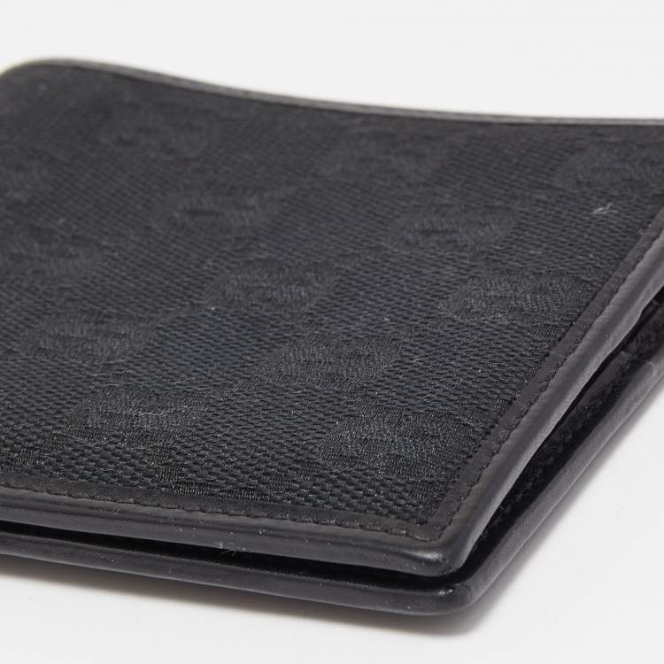Pre Owned Gucci Black GG Canvas and Leather Bifold Wallet