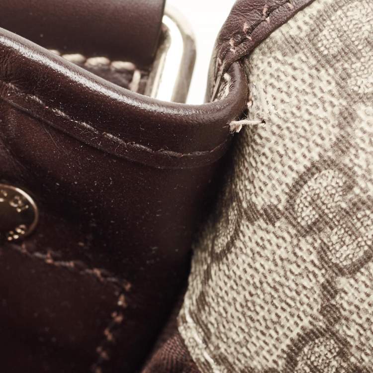 Pre Owned Gucci Beige/Ebony GG Supreme Canvas and Leather Web Messenger Bag