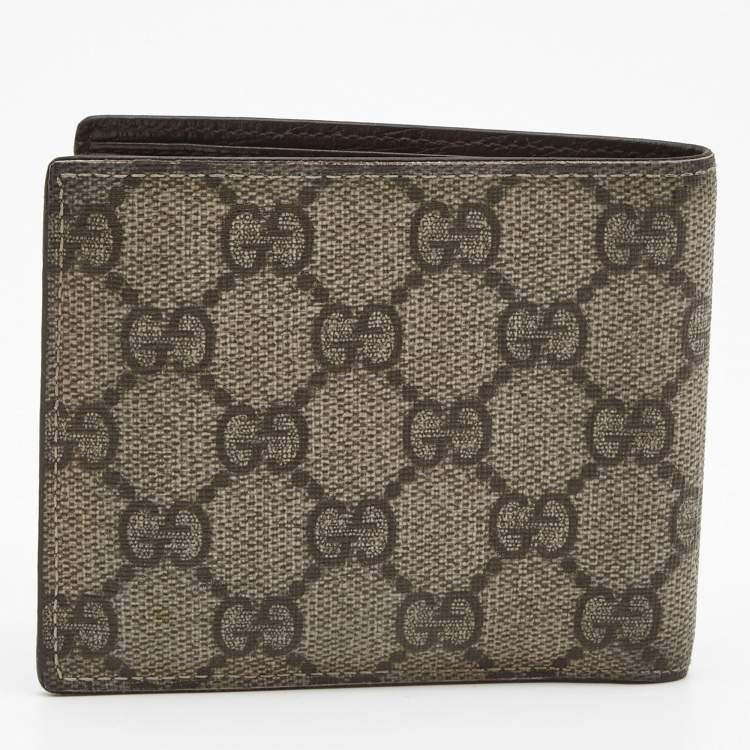 Pre Owned Gucci Beige GG Supreme Canvas Bi Fold Wallet