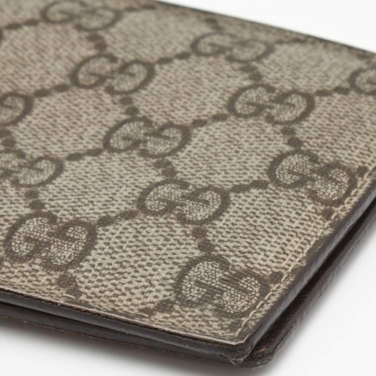 Pre Owned Gucci Beige GG Supreme Canvas Bi Fold Wallet