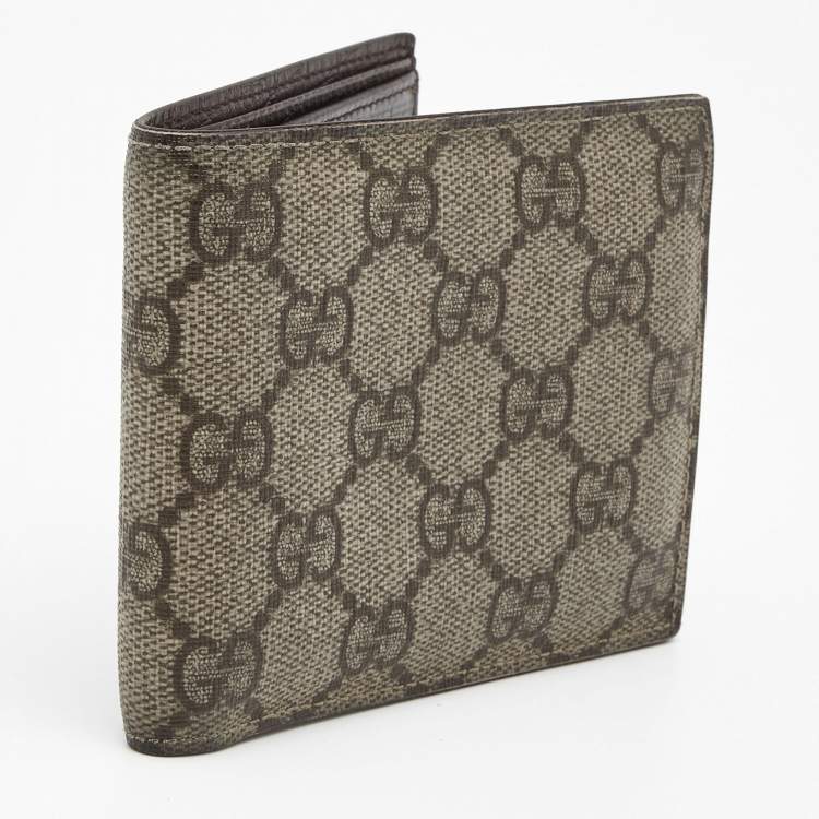 Pre Owned Gucci Beige GG Supreme Canvas Bi Fold Wallet