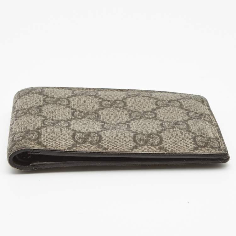 Pre Owned Gucci Beige GG Supreme Canvas Bi Fold Wallet