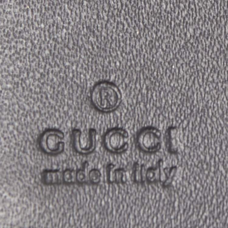 Pre Owned Gucci Black/Beige Printed GG Supreme and Leather Zip Around Travel Clutch