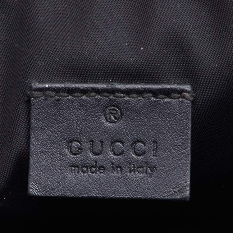 Pre Owned Gucci Beige/Black GG Supreme Canvas and Leather Zip Pouch