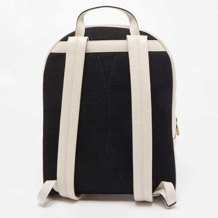 Pre Owned Gucci Ivory Leather Logo Day Backpack