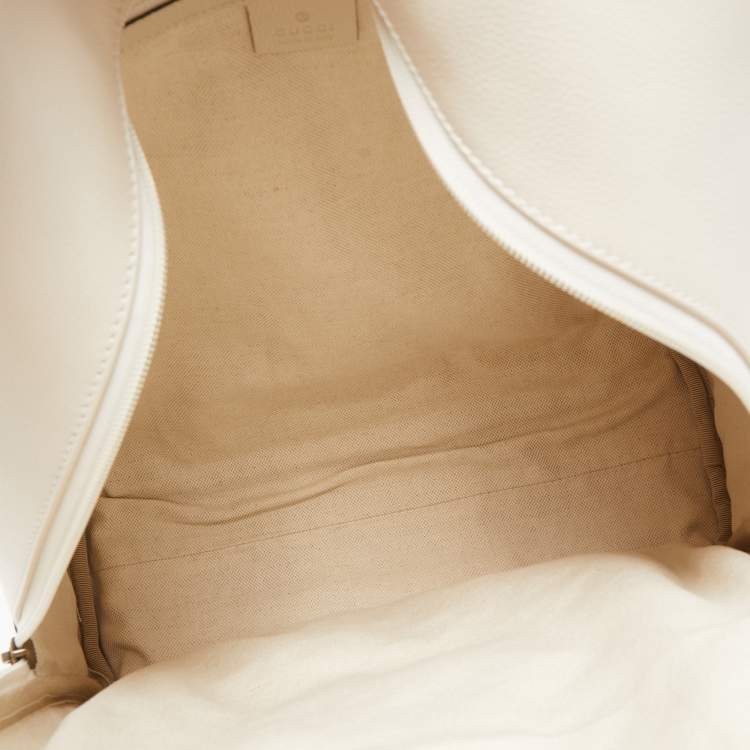 Pre Owned Gucci Ivory Leather Logo Day Backpack