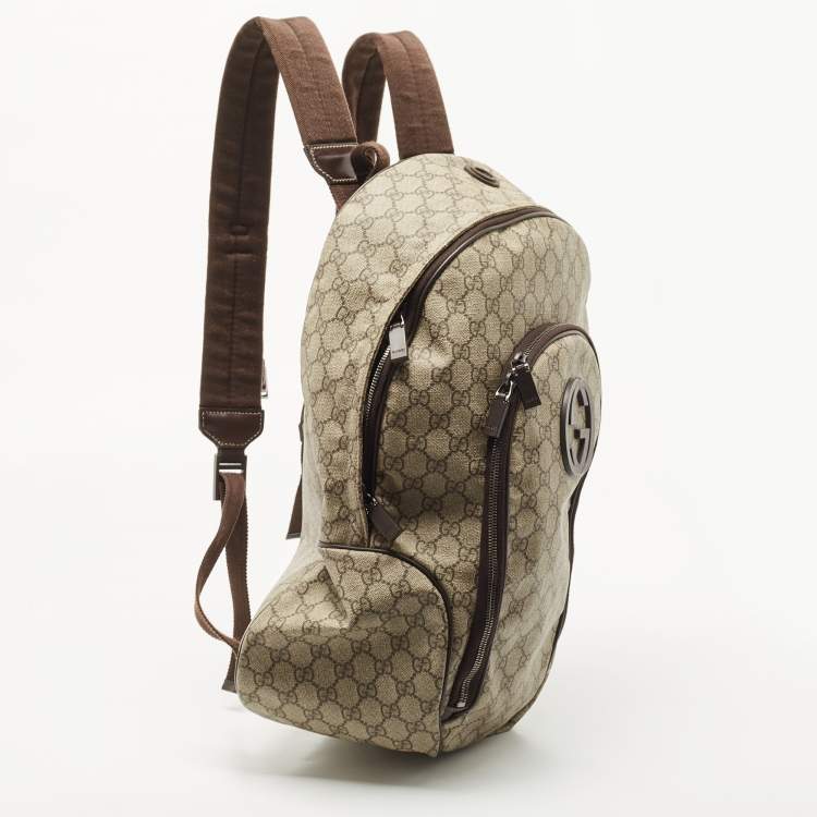 Pre Owned Gucci Beige/Brown GG Supreme Canvas Interlocking G Backpack