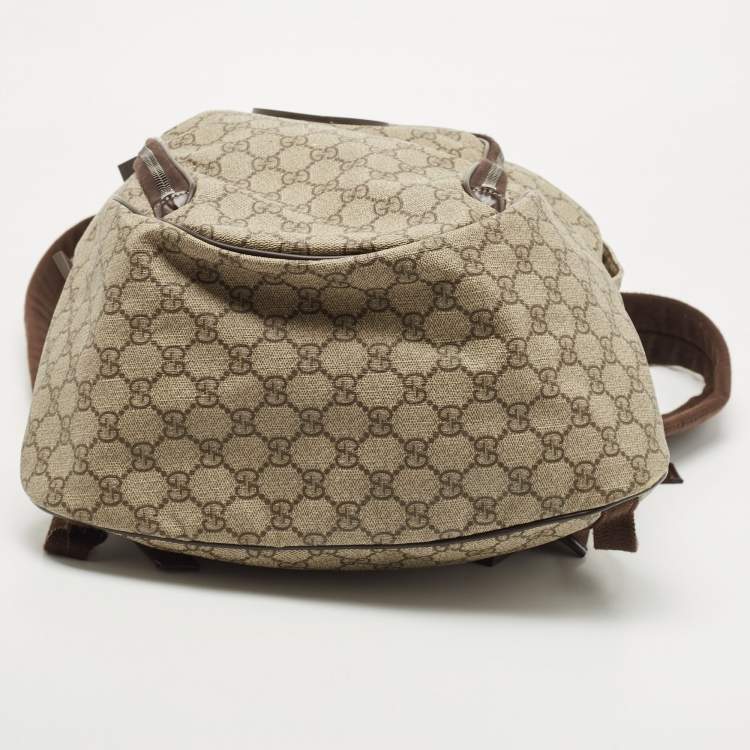 Pre Owned Gucci Beige/Brown GG Supreme Canvas Interlocking G Backpack
