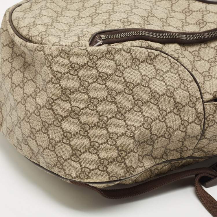 Pre Owned Gucci Beige/Brown GG Supreme Canvas Interlocking G Backpack