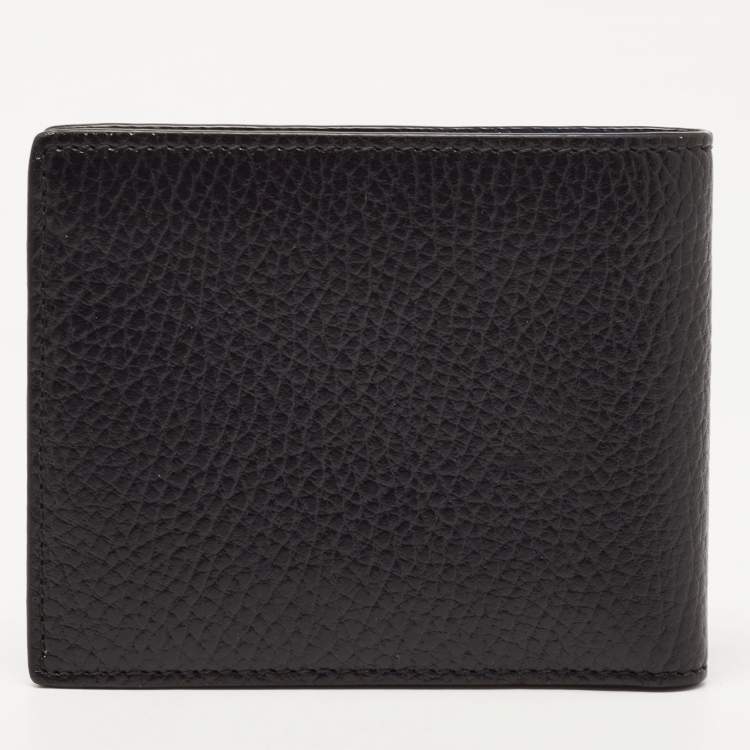 Pre Owned Gucci Black Leather Interlocking G Bifold Wallet 