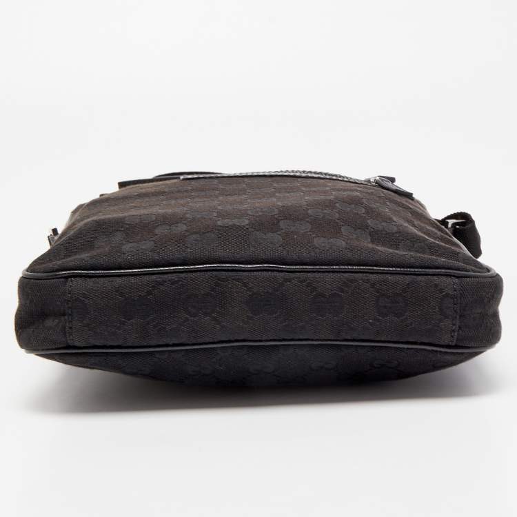 Pre Owned Gucci Black GG Canvas and Leather Messenger Bag