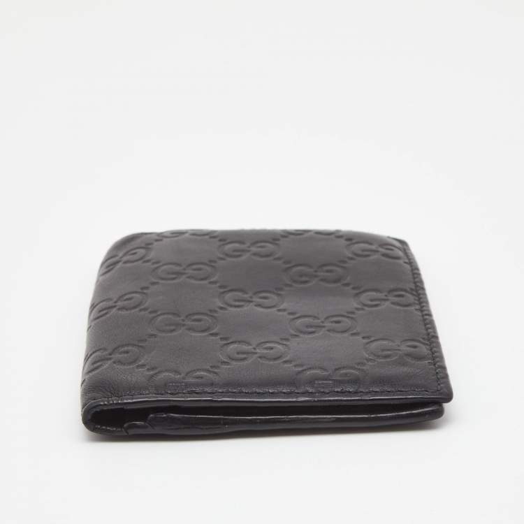 مملوكة مسبقًا Gucci Black Guccissima Leather Bifold Wallet
