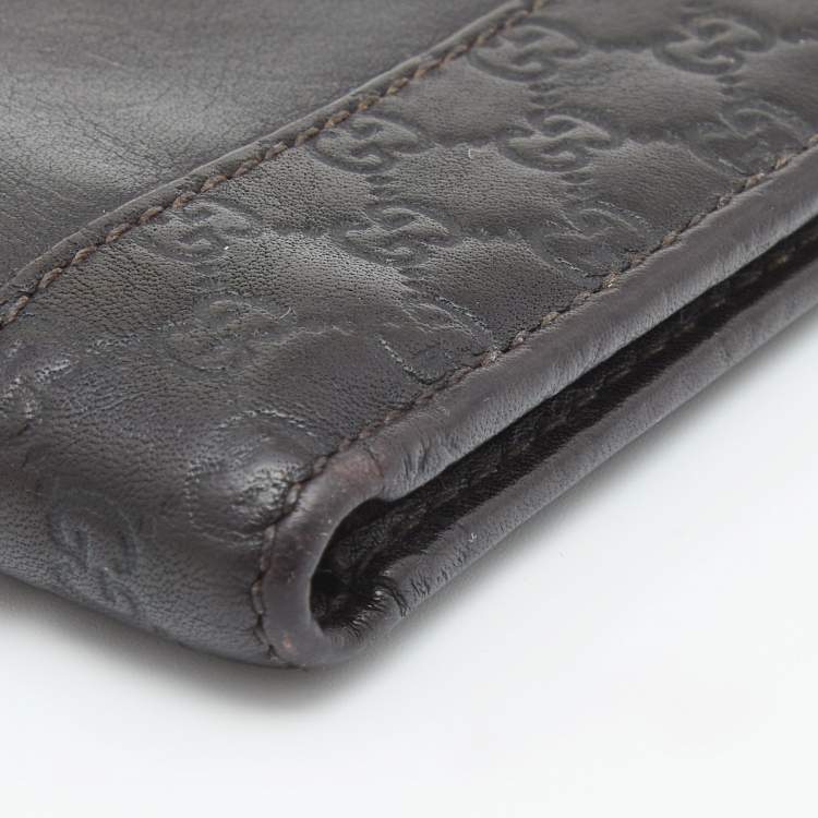 مملوكة مسبقًا Gucci Dark Brown Guccissima Leather Bifold Compact Wallet