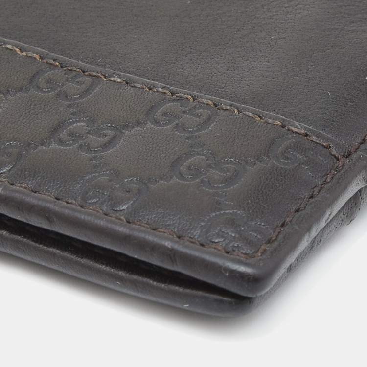 مملوكة مسبقًا Gucci Dark Brown Guccissima Leather Bifold Compact Wallet